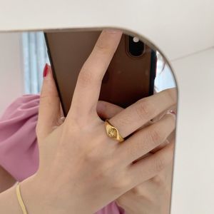 18K Gold Plated Minimalistic North Star Signet Ring